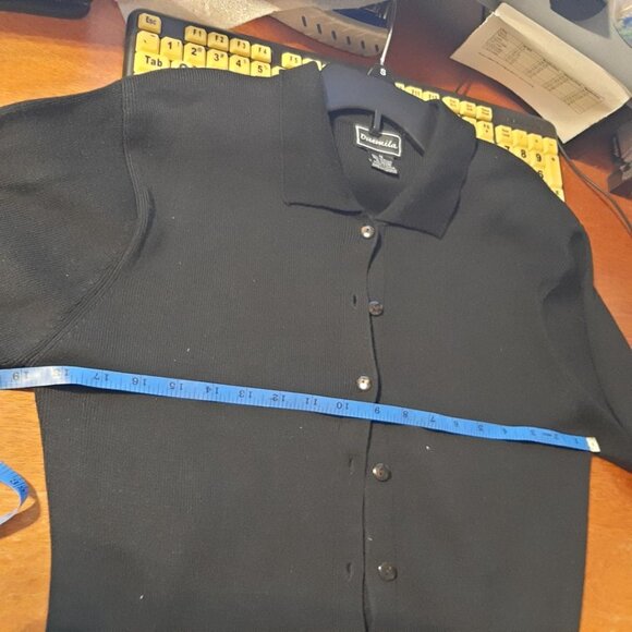 NEW ! Women Duemila Vintage Black Beaded Wool Cardigan Size M - Picture 5 of 11